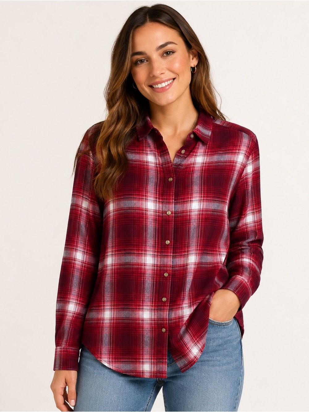 NEVER WORN Jachs Red and White Plaid Button-Down Shirt